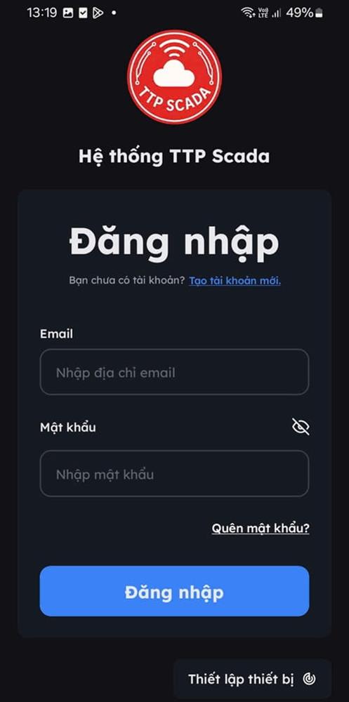 giao diện đăng nhập phần mềm